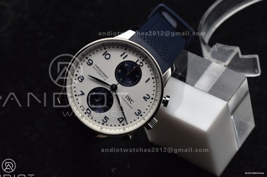 WeatherProof Best White Blue Portuguese Chrono on 1:1 Strap Blue Rubber IW3716 Z+F Edition A 1011 Dial 0421
